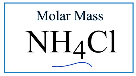 May 26, 2023 ... Consider the compound NH4Cl, ammonium chloride, having a molar mass of 53.491 g/mol. Nicole weighs out 12.41g of NH4Cl and also 125.0 g of ...